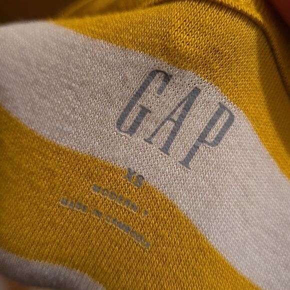 GAP Mustard White Striped Blouse Dip Back 3 / 4 Sleeve Nautical Womens Xs - Picture 6 of 11